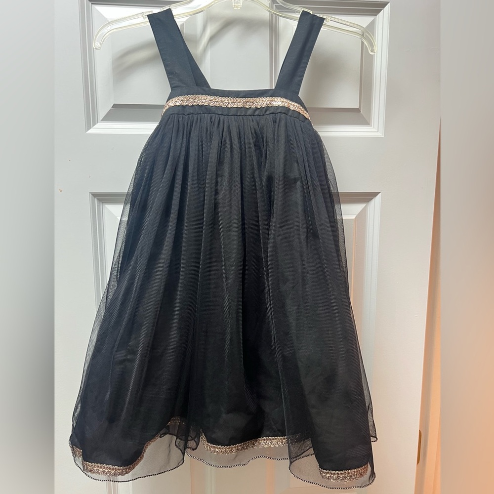 Well Dressed Wolf WDW Wildling Black Josie Party Dress with Gold Trim Size 8